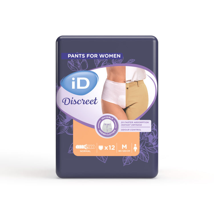 iD Discreet Pants Normal M Beutel à 12 Stk., Hautfarbe 580ml, Taillenumfang 80-1