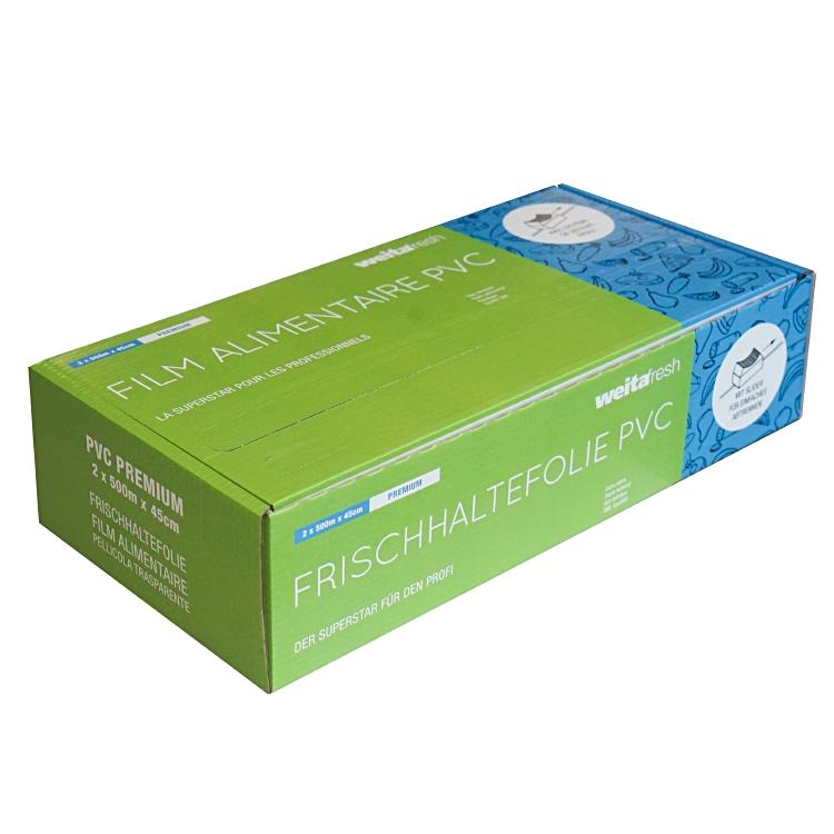 WF Premium PVC DB45cm 500m 2x500m Rollen, 9.5my Doppelbox mit Slider