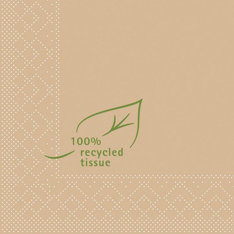 Serviette RECYCLED TISSUE Pack à 150 Stk., Tissue 24 x 24 cm, 1/4 Falz, 3-lagig