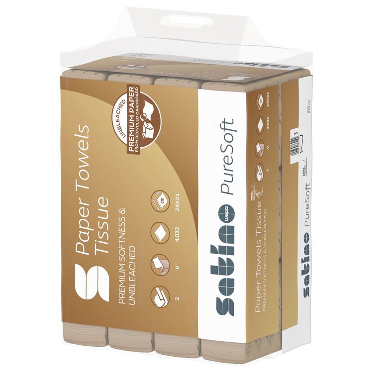 Handtuchpapier Satino PureSoft Sack à 12x336=4032 Blatt 24x21cm, 2 lagig,beige,V