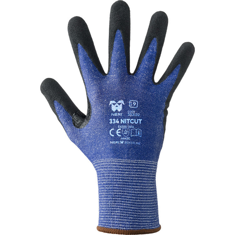NERI 334 NITCUT, Gr. 8-10 (M-XL) Schnittschutzhandschuhe Blau, schwarz, 13 gauge