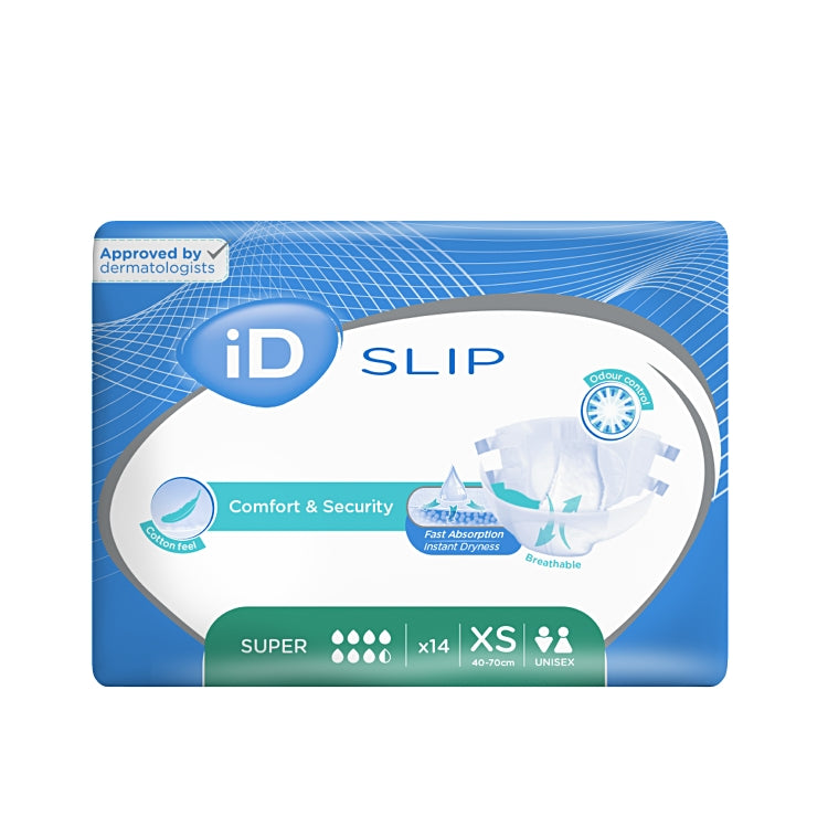 iD Slip Super XS 14 Stk / Beutel Grün 1550ml Taillenumfang 40-70 cm