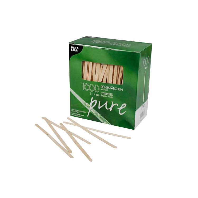 Rührstäbchen Holz PURE 14cm Pack à 1000 Stk, natur B 5mm, Dicke ca. 1mm
