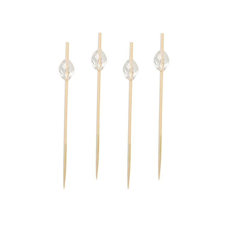Fingerfood-Spiess DIAMOND Pack à 100 Stk, Bambus, natur L 9cm, mit transp. PS-Di
