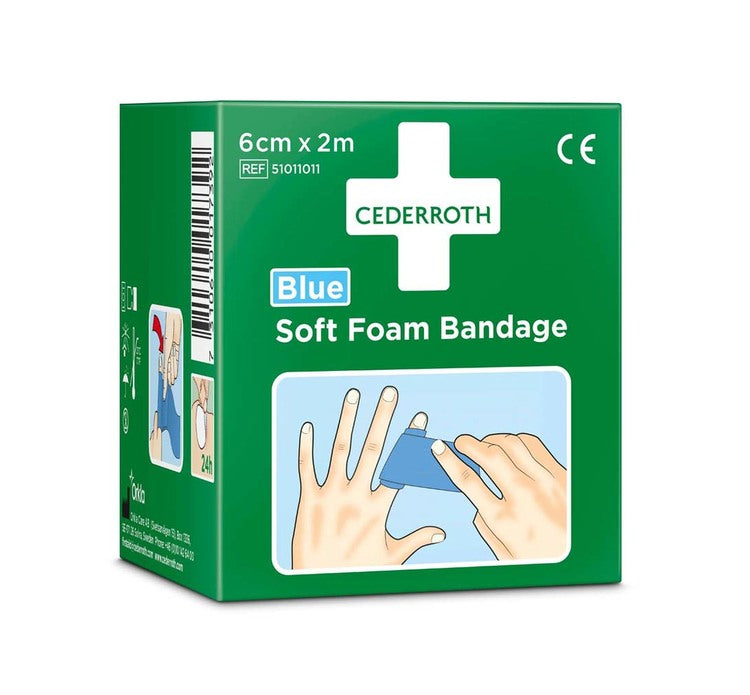 Soft Foam Bandage 6cm x 2m Box à 1 Rolle, blau Selbstklebend, elastisch
