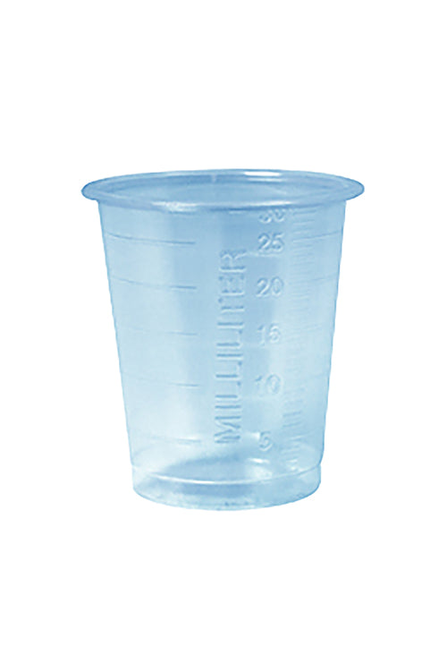 Medizinbecher in verschiedene Farben 30ml, graduiert, 80 Stk / Beutel