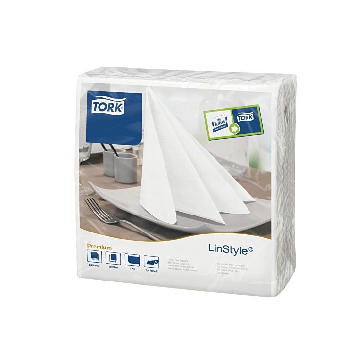 Tork Servietten weiss 39x39cm 1/4, Krt à 12x50=600 Stk LinStyle Premium