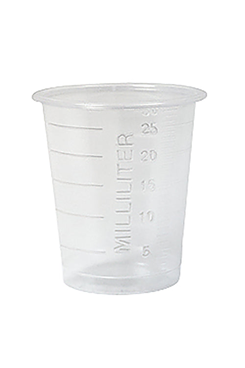 Medizinbecher in verschiedene Farben 30ml, graduiert, 80 Stk / Beutel
