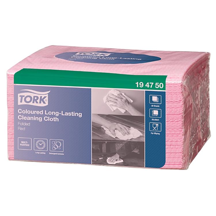 Tork Langlebige Farbige Reini- gungstücher,8 Btl à 40 Tücher Vliess,1-lagig,38x3