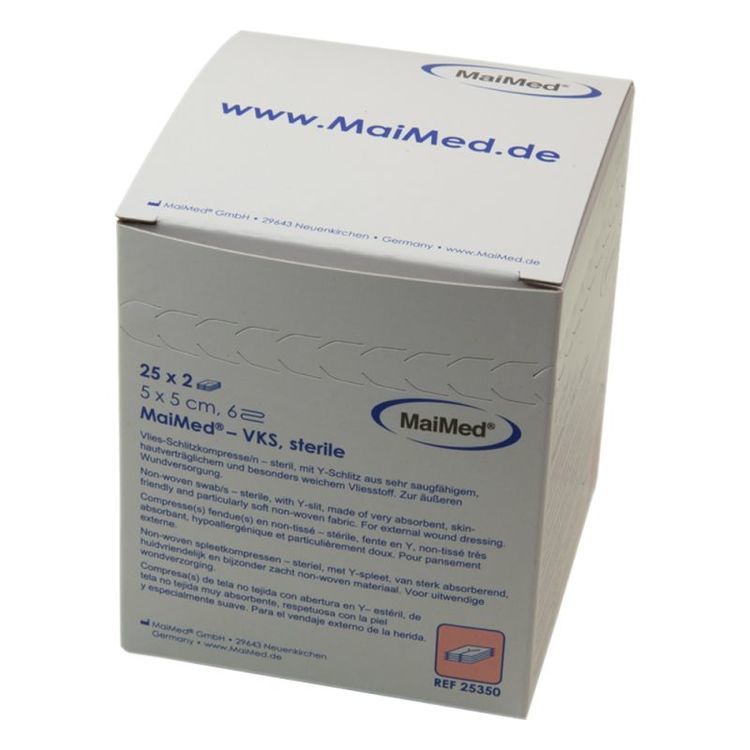 Schlitzkompressen Vlies 5x5 cm steril,25 x 2 Stück per pack 6-fach