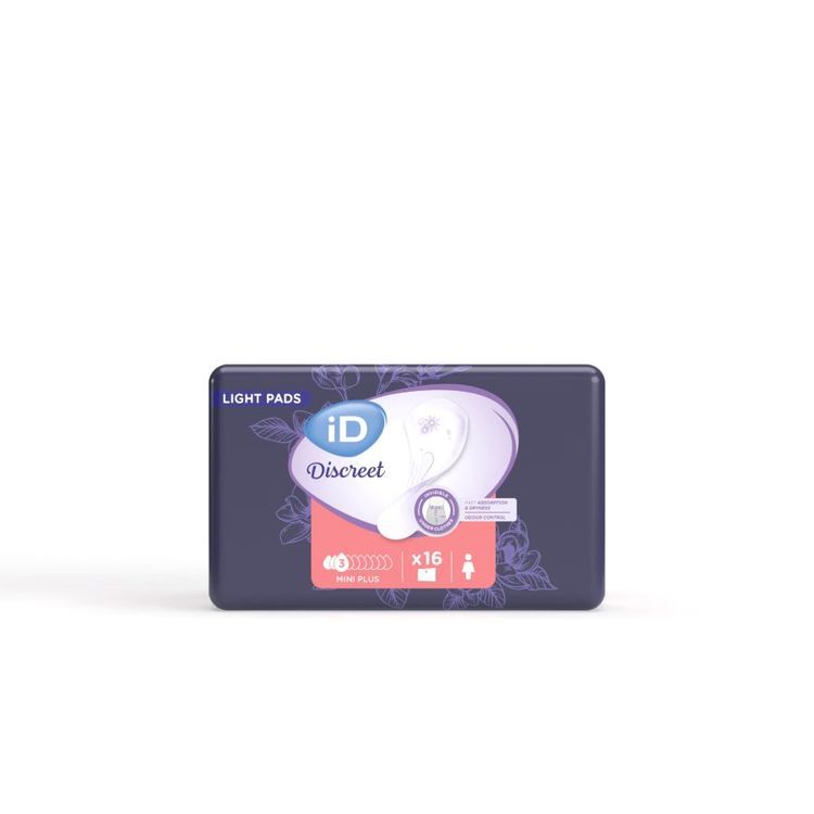iD Discreet Light Mini Plus Beutel à 16 Stk, rot, 253ml Pads, 220x70mm