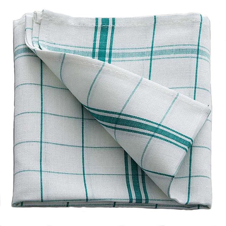 Geschirrtuch weiss/grün 50x70cm, Baumwolle/Leinen 1/4 Faltung, 200gm2