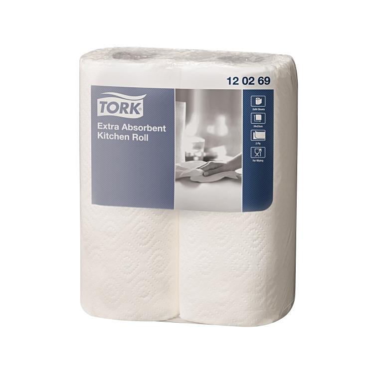 Tork Küchenrolle weiss Sack à 12x2 = 24 Rollen 2-lag,Zellst.,64 Cps,B23x24cm