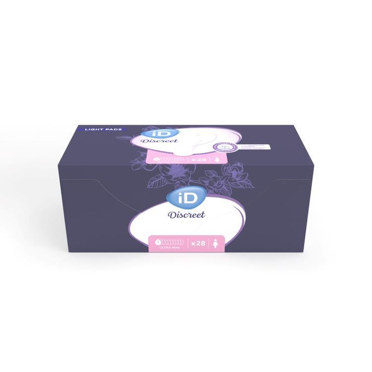 iD Discreet Light Ultra Mini Beutel à 28 Stk, rosa, 88ml Pads,190x75mm,einzeln v