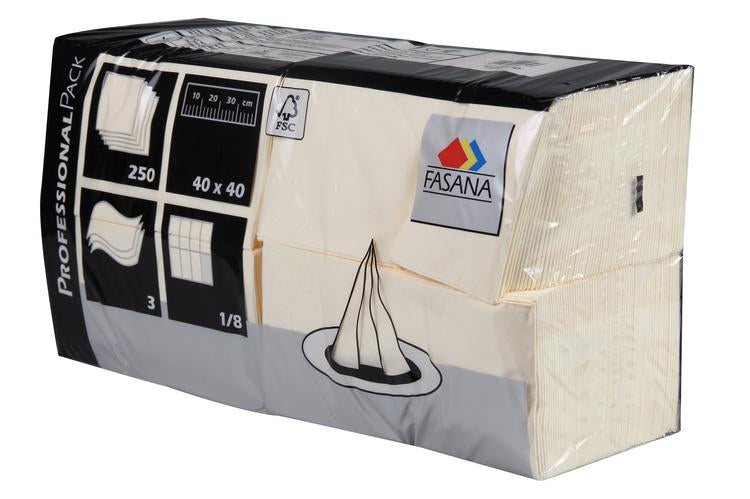 Servietten Fasana div. Farben Pack à 250 Stück 40x40cm,1/8 Kopffalz 3 lag