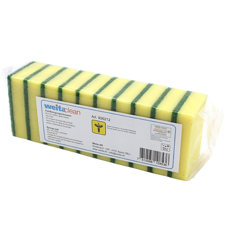 Padschwamm 95x70x23mm, Glatt Pack a 10 Stück, Schwamm gelb Scheuervlies Grün (kr