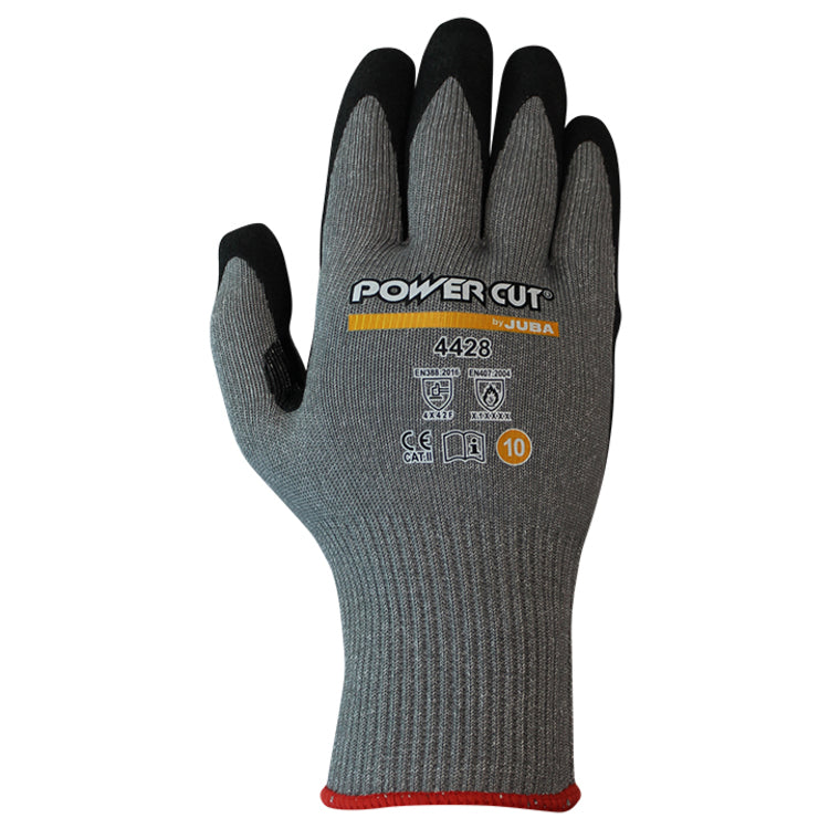 4428 Power Cut Gr.10/XL K-ROCK/PU,Nitril grau/schwarz, 24cm