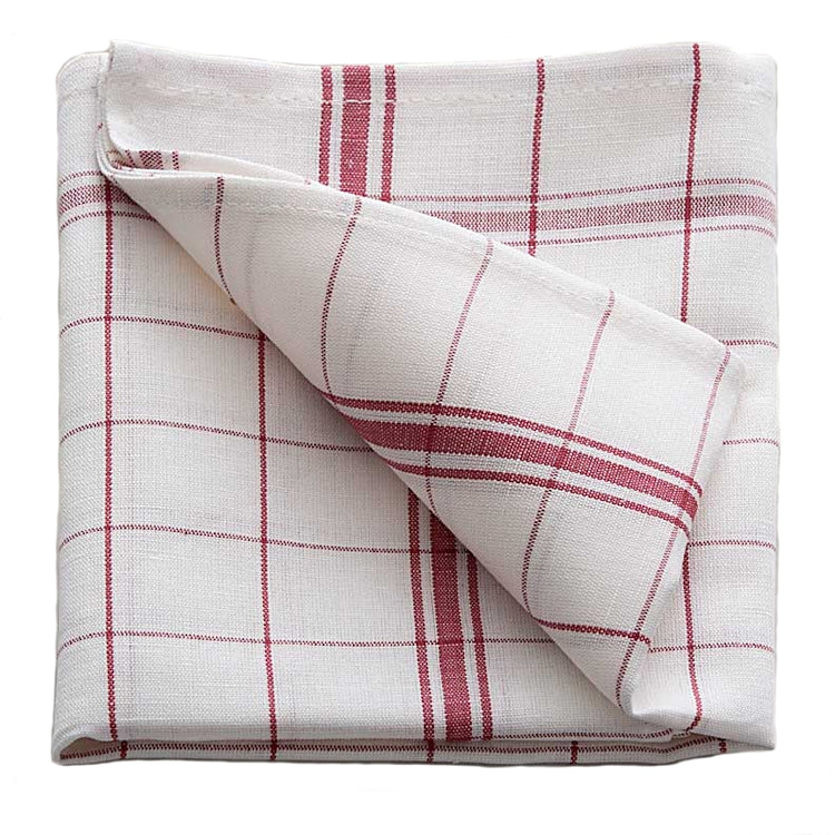 Geschirrtuch weiss/rot 50x70cm, Baumwolle/Leinen 1/4 Faltung, 200gm2