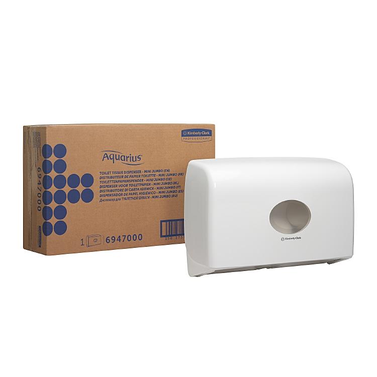 AQUARIUS*für JumboToiletissue Mini Doppelrollenspender,weiss Kuststoff,H29.2xB45