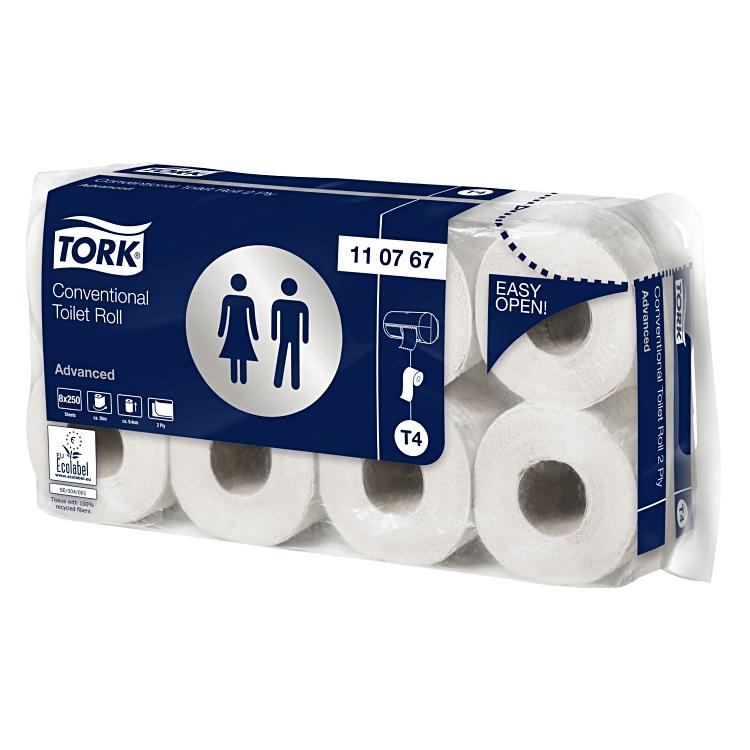 Toilettenpapier Tork Advanced Sack à 64 Rollen à 250 Blatt 9.4x12cm, T4, Recycli