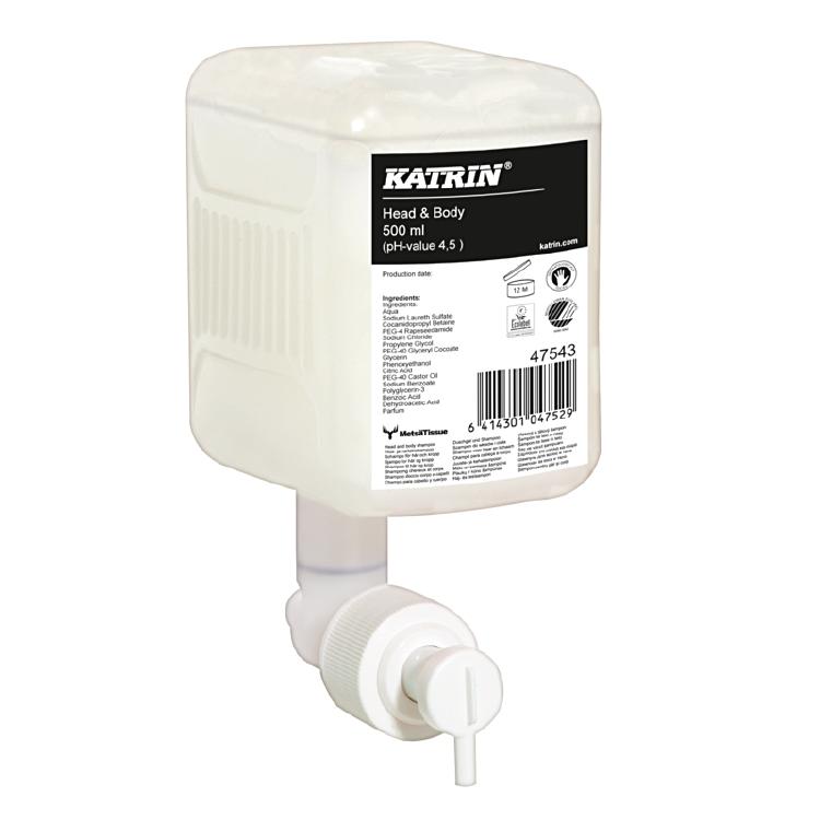 KATRIN Handwaschseife 500 ml Karton à 12 Flaschen Head & Body, Fragrance Arctic