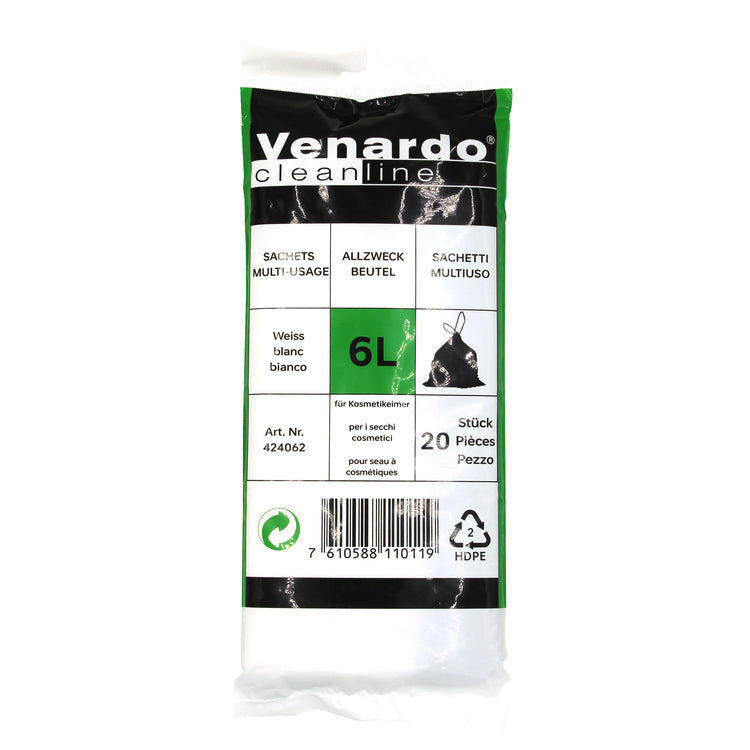 Mehrzweckbeutel 6L weiss Pack à 20 Stück, Zugband blau LxH+Saum 350x360+50mm