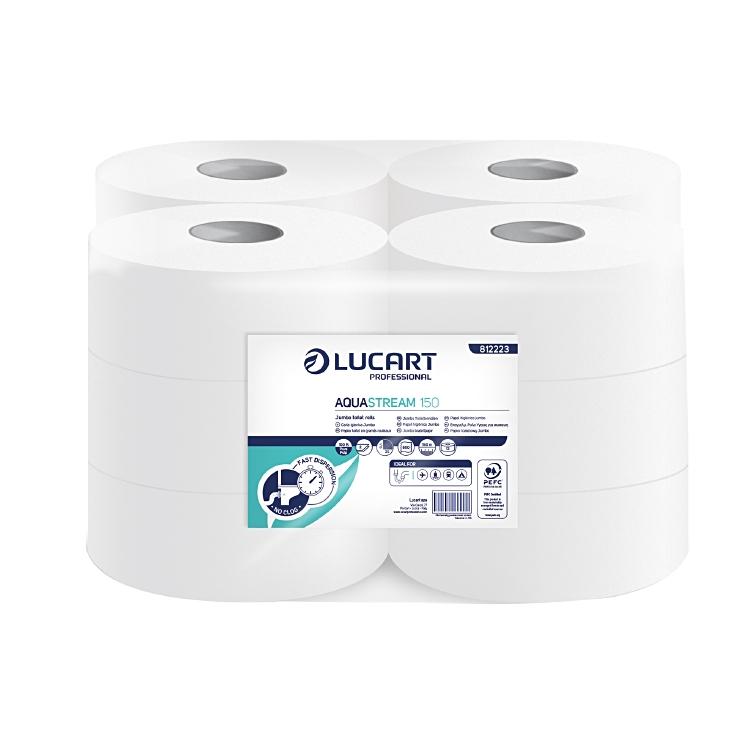 Toilettenpapier Mini Jumbo Sack à 12 Rll.à 150m,PEFC,weis 2 lagig,9.1 x 25cm, Aq