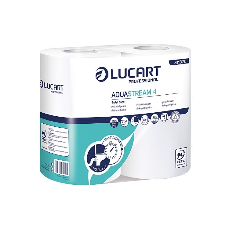 Toilettenpapier Aquastream Sack à 14x4=56 Rollen, 400 cps 2 lagig, 9.5 x 11cm, P