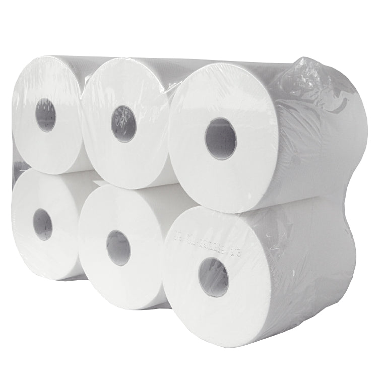 Putzrollen midi Sack à 6 Rollen,D:19cm, 121m weiss,2lagig, 465 Cps,20x26cm