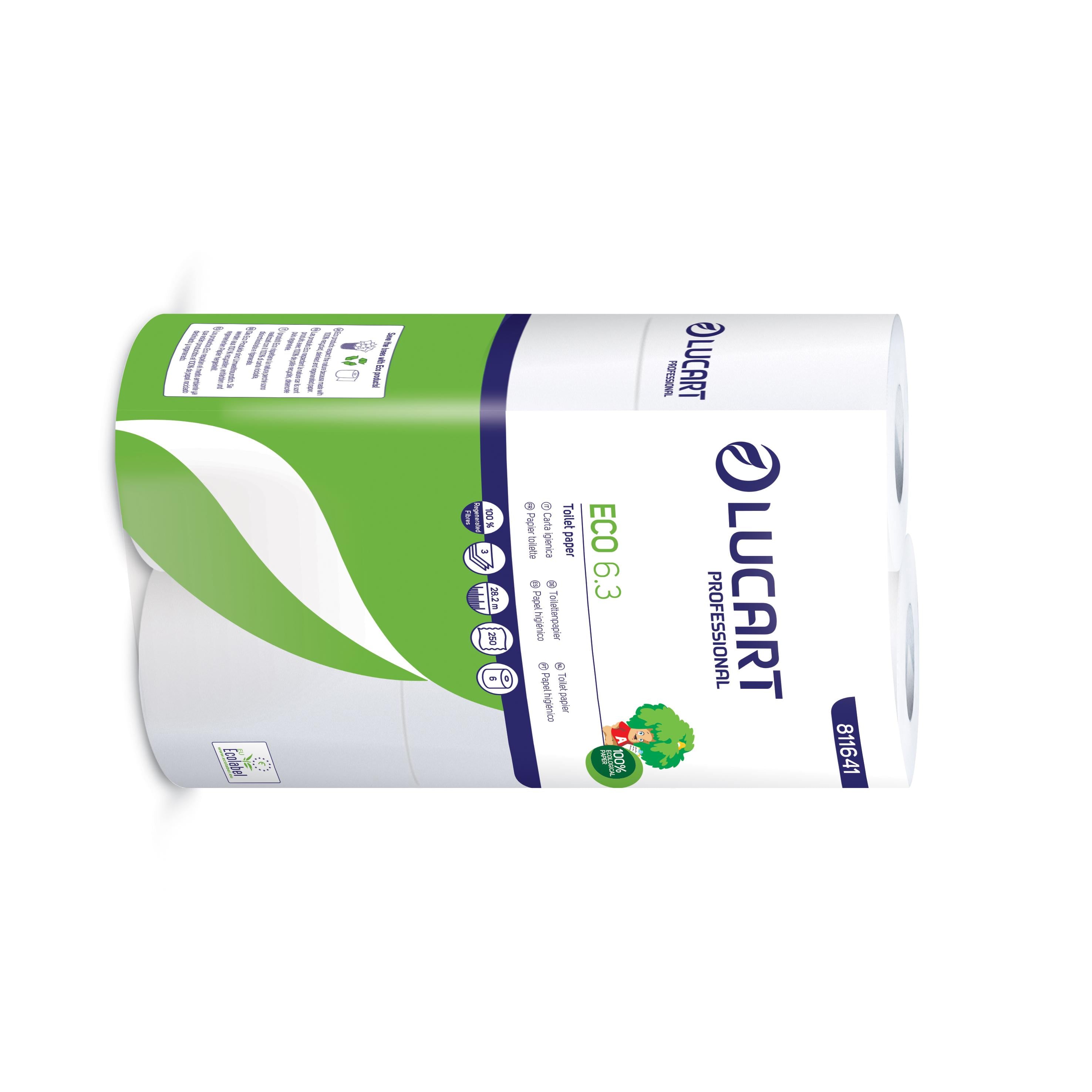 Toilettenpapier Eco 6.3 Sack à 5 x 6 Rollen,weiss 9.6x11cm,250 Blatt,3-lagig