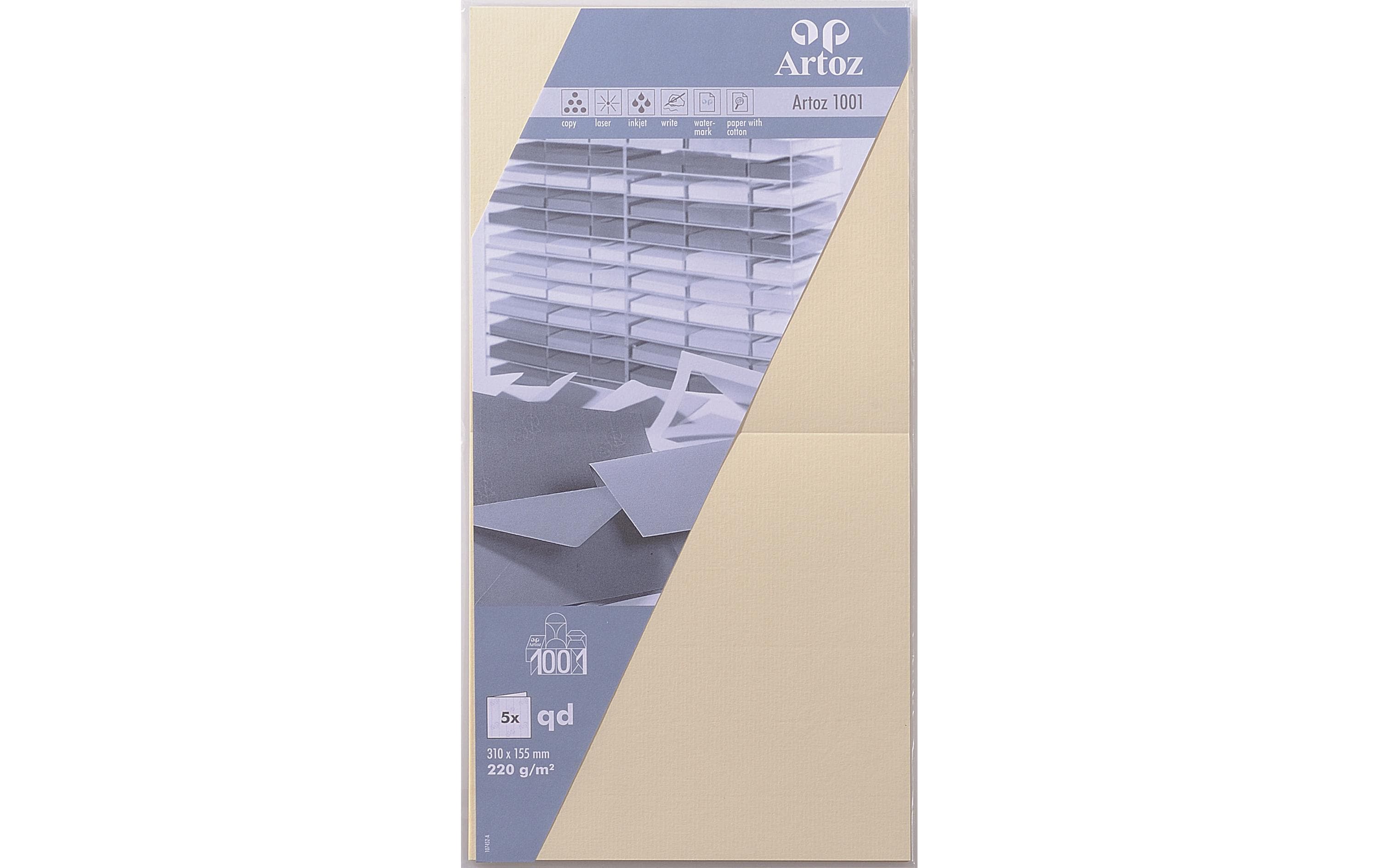 Artoz Blankokarte 1001, 15.5 x 15.5 cm, 5 Blatt, Chamois