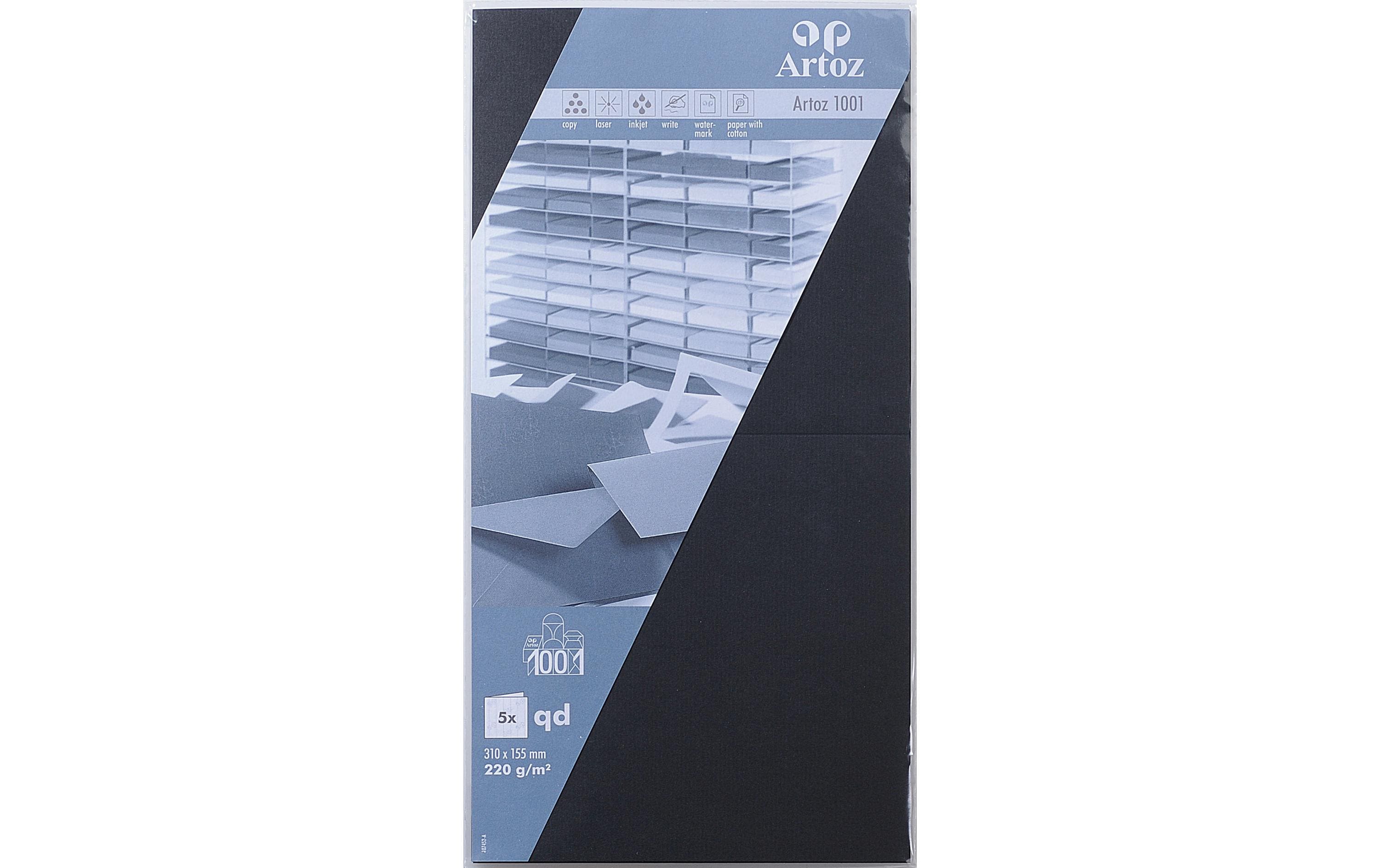 Artoz Blankokarte 1001, 15.5 x 15.5 cm, 5 Blatt, Schwarz