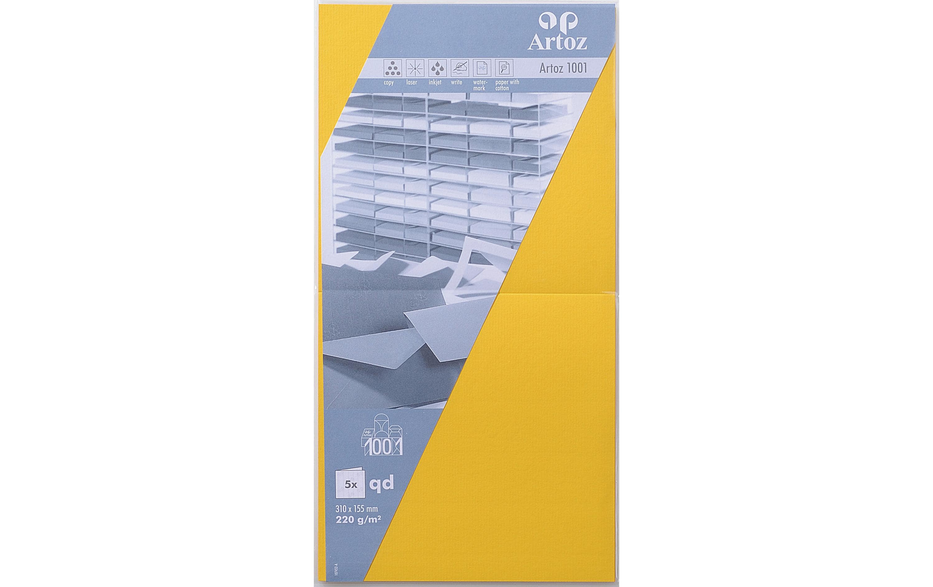 Artoz Blankokarte 1001, 15.5 x 15.5 cm, 5 Blatt, Sonnengelb
