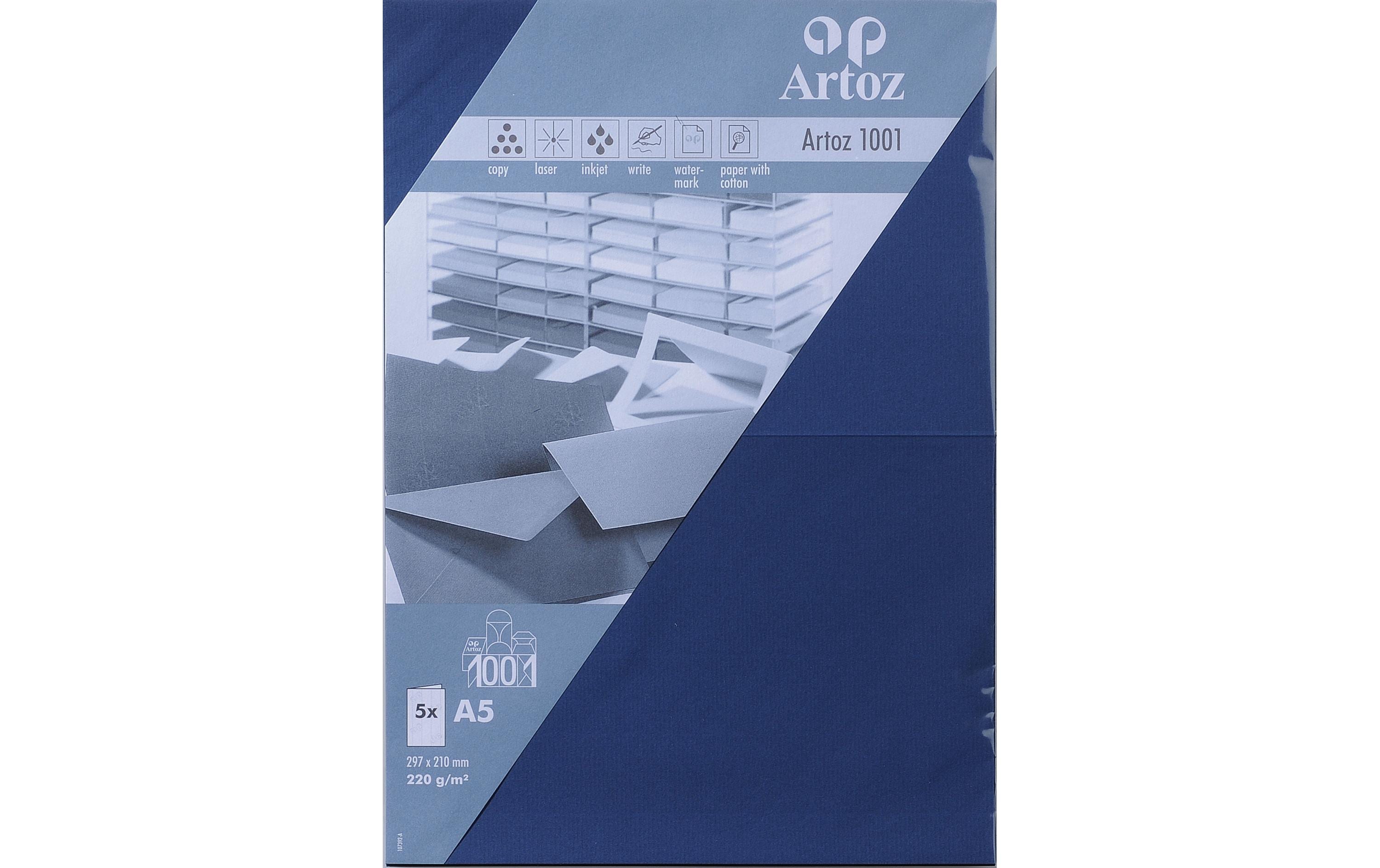 Artoz Blankokarte 1001, A5, 5 Blatt, Classic Blue