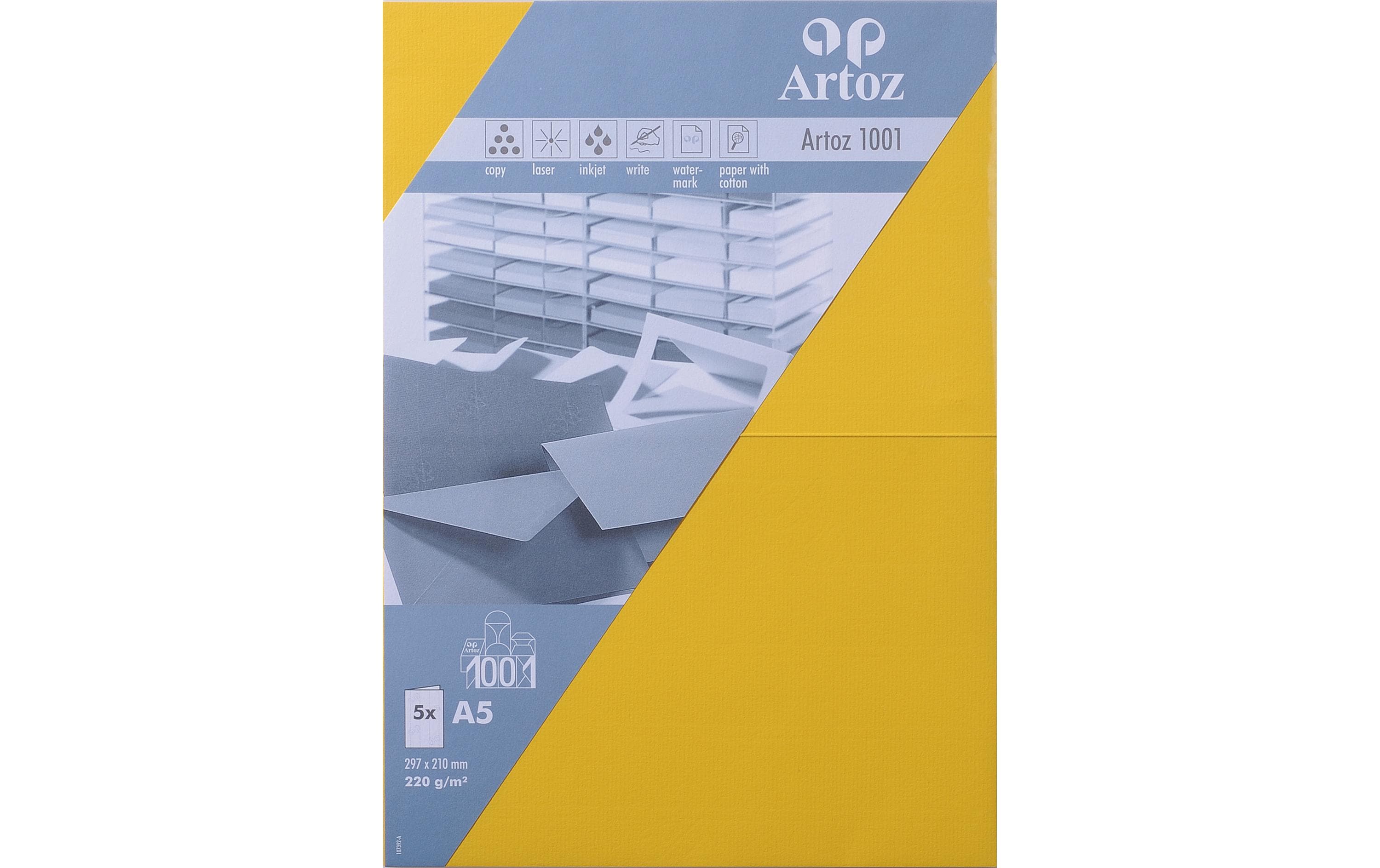 Artoz Blankokarte 1001, A5, 5 Blatt, Sonnengelb