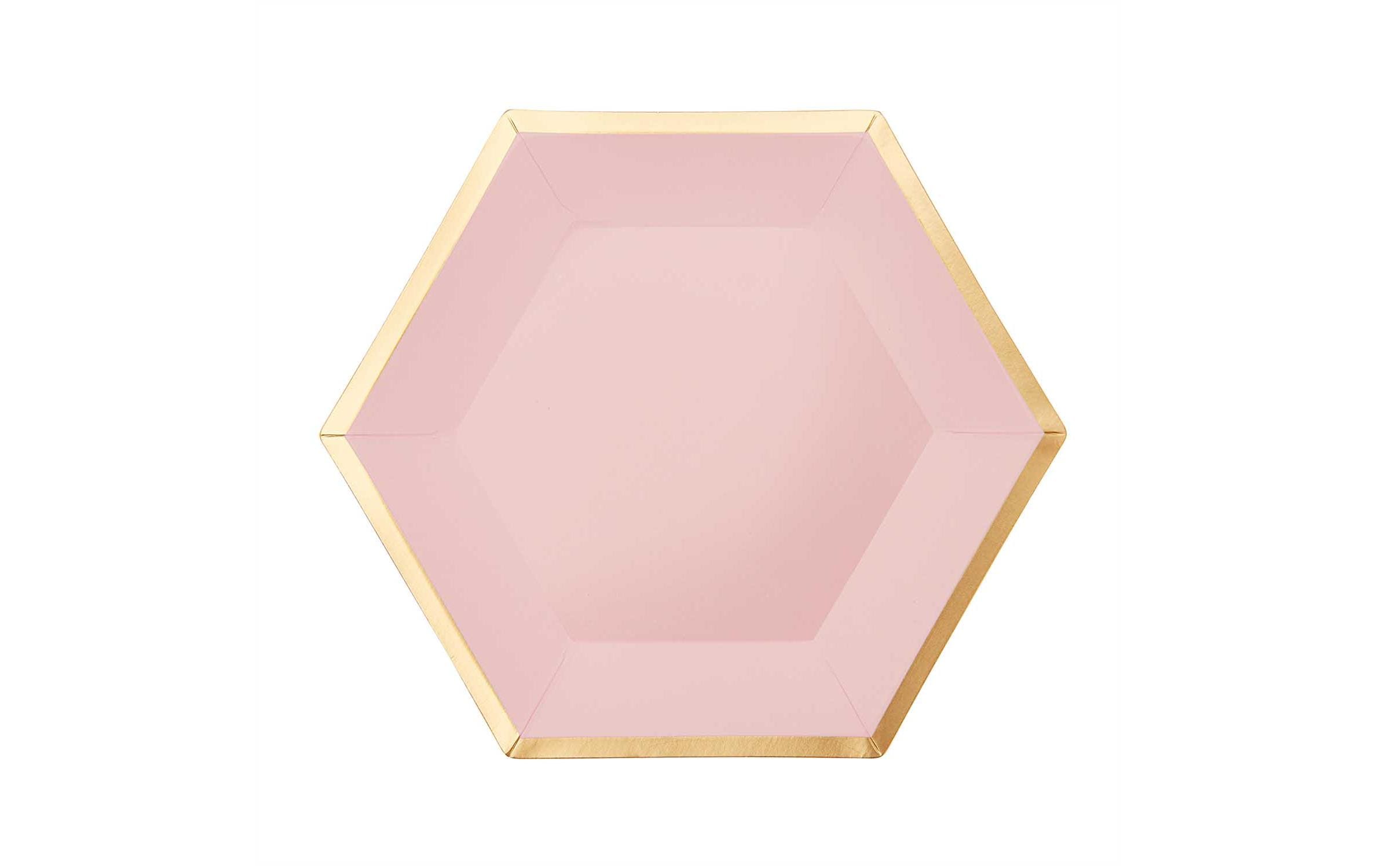 Rico Design Einwegteller Sechseck 16 cm, 10 Stück, Gold/Rosa