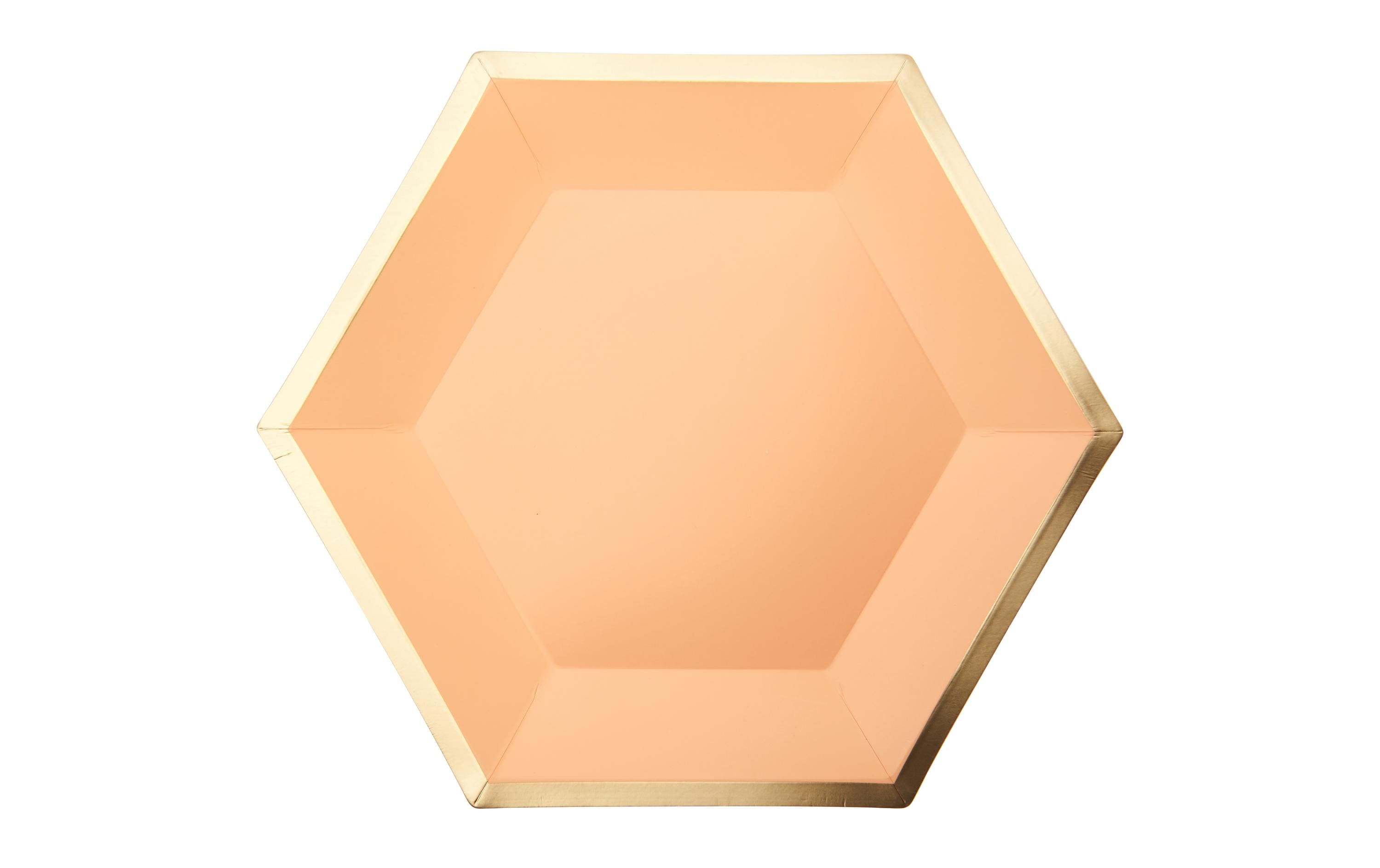 Rico Design Einwegteller Sechseck 27 x 23.5 cm, 10 Stück, Aprikose/Gold