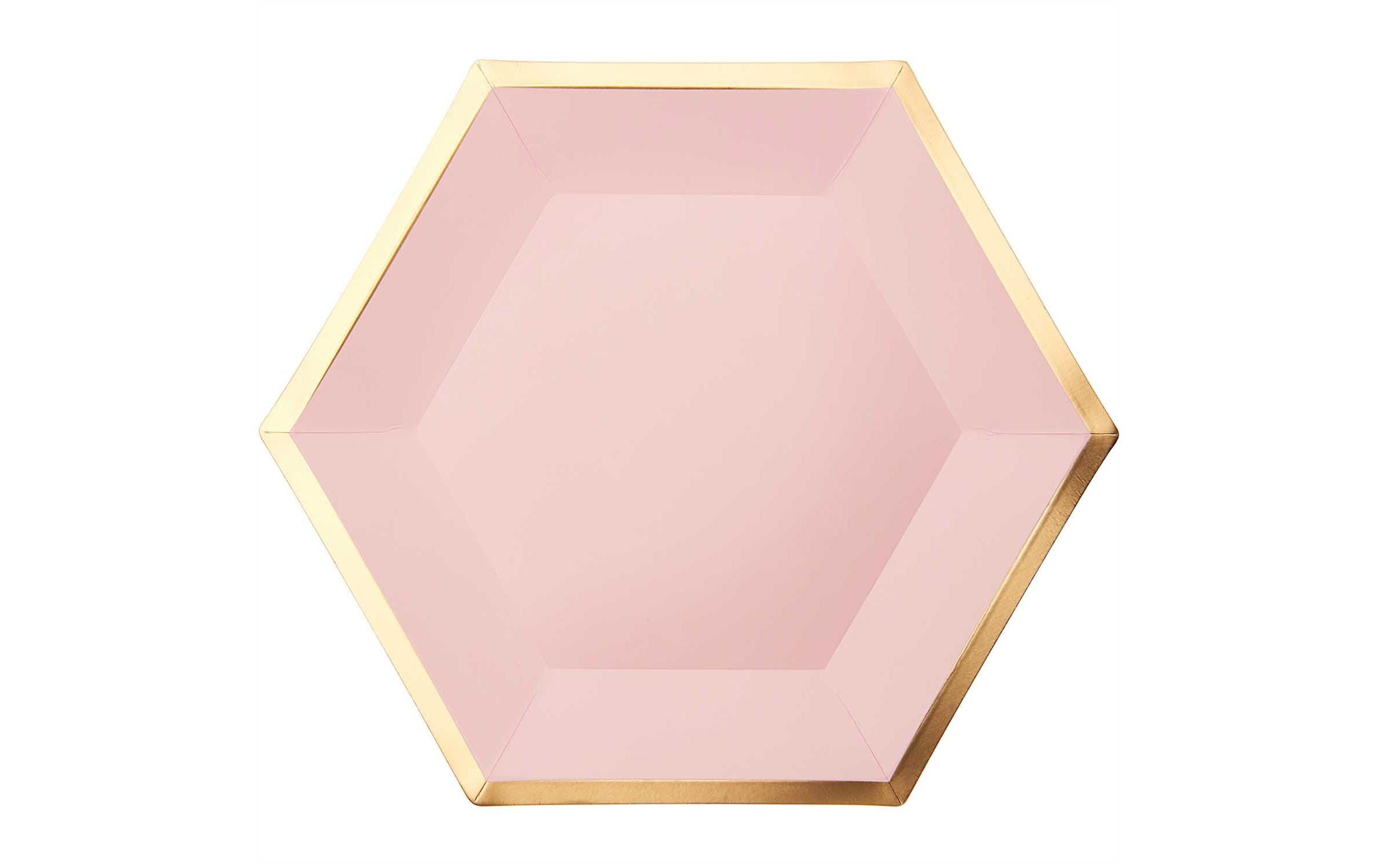 Rico Design Einwegteller Sechseck 27 cm, 10 Stück, Gold/Rosa