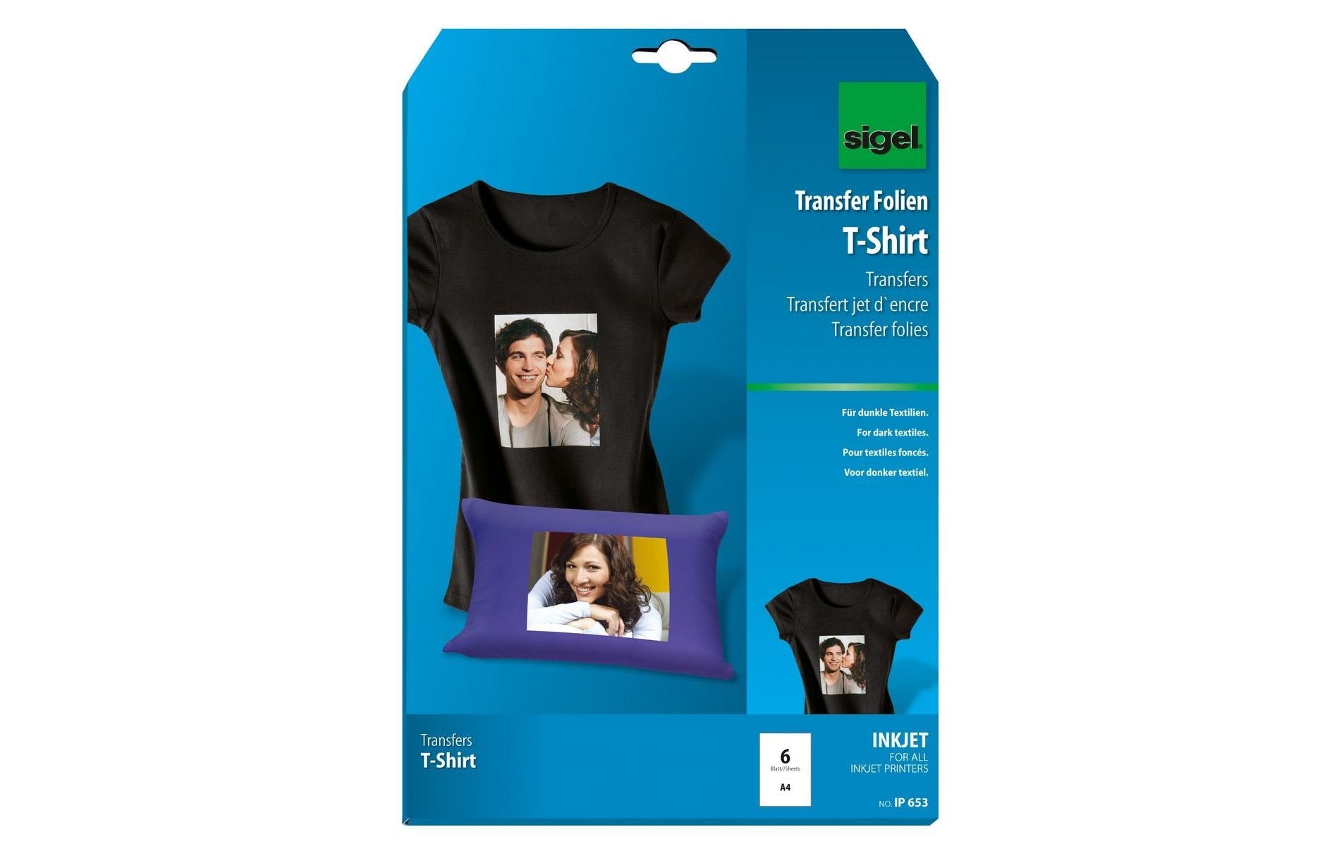 Sigel Transferfolie für dunkle Textilien, A4, Mehrfarbig