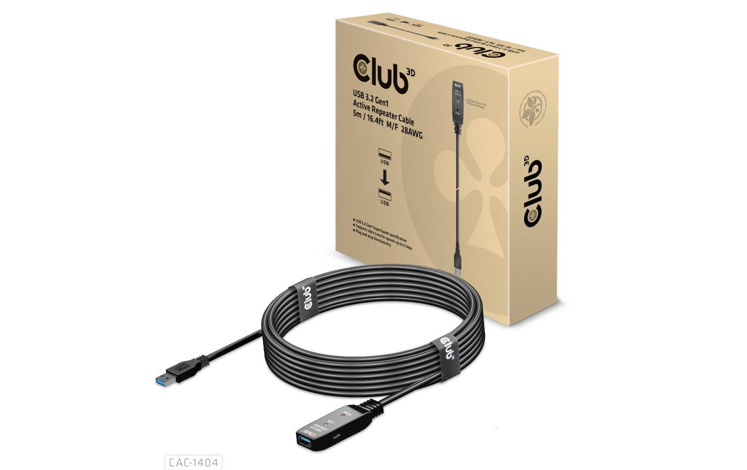 Club 3D USB 3.2 Gen.1-Verlängerungskabel USB A - USB A 5 m