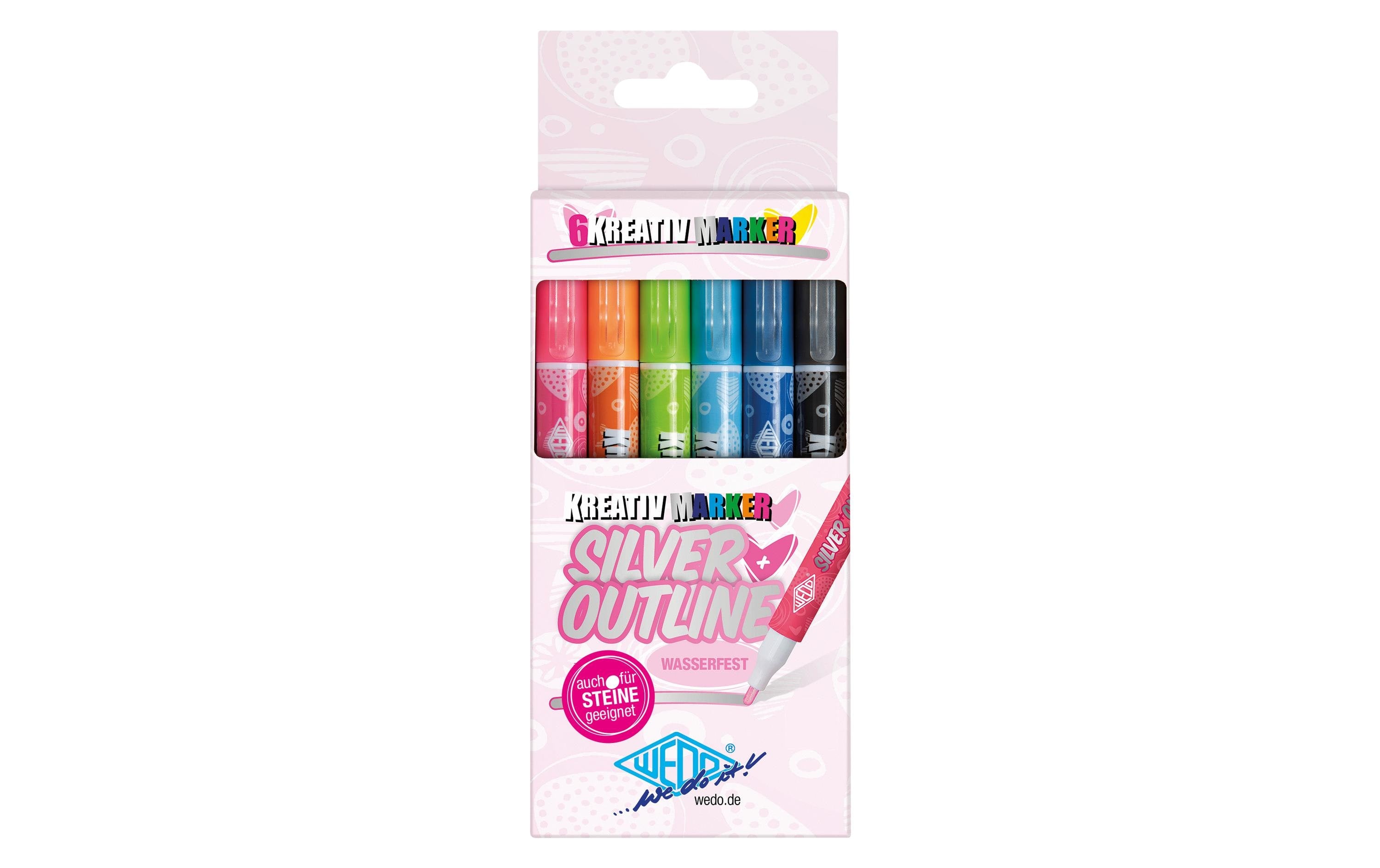 WEDO Filzstift Silver + Outline 6 Stück Mehrfarbig