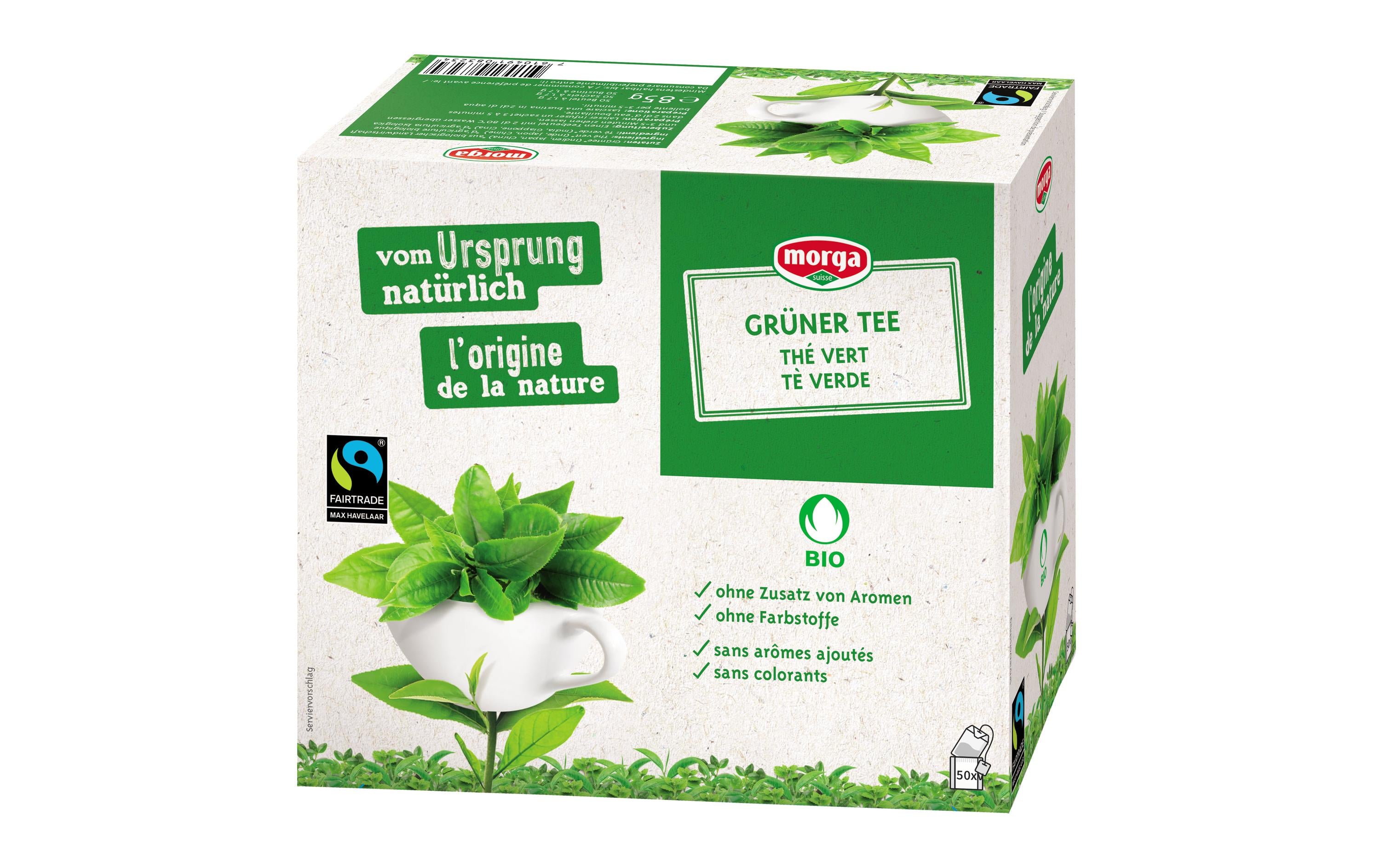 Morga Teebeutel Bio Fairtrade Grüner Tee 50 Beutel