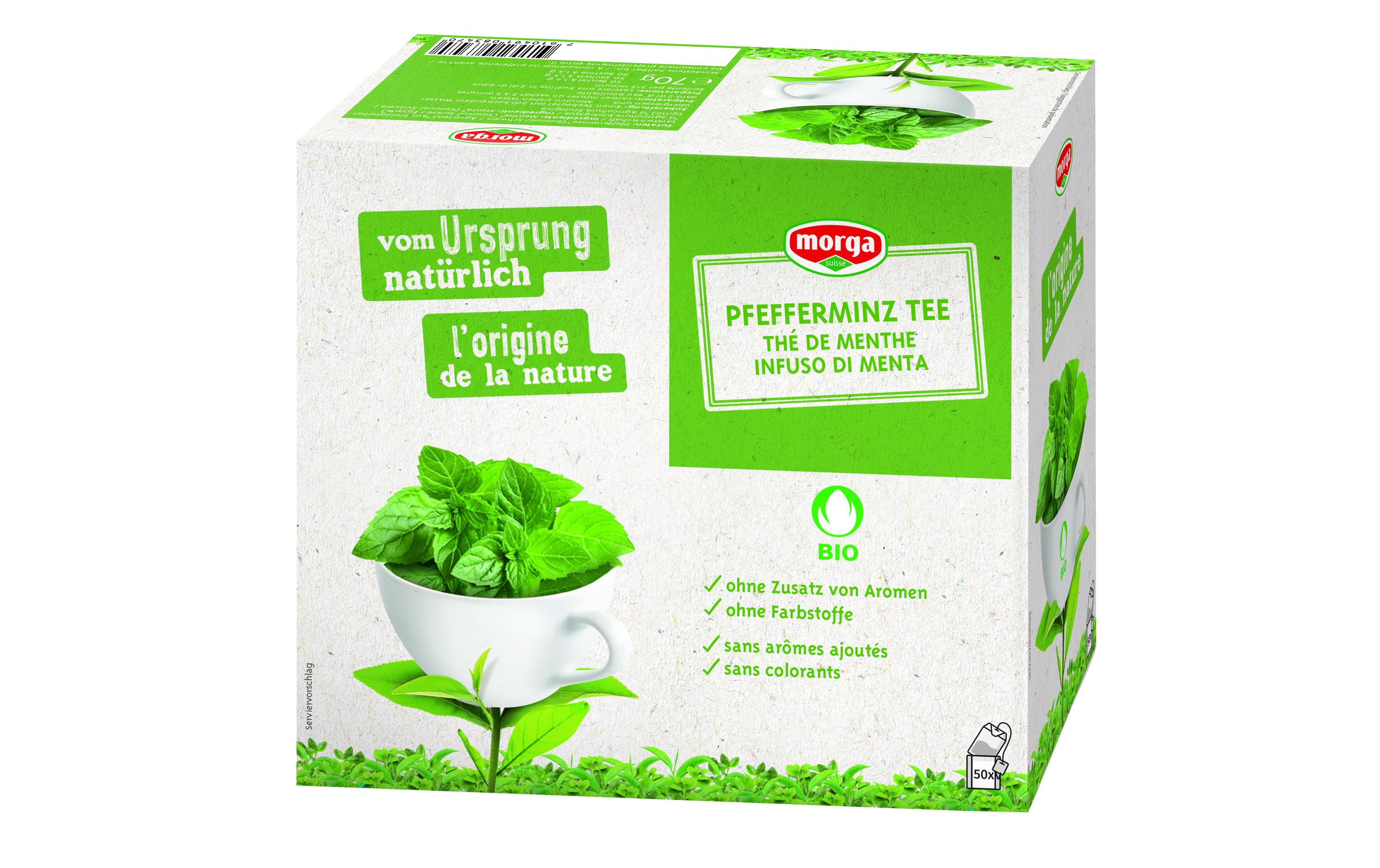 Morga Teebeutel Bio Pfefferminz Tee 50 Stück