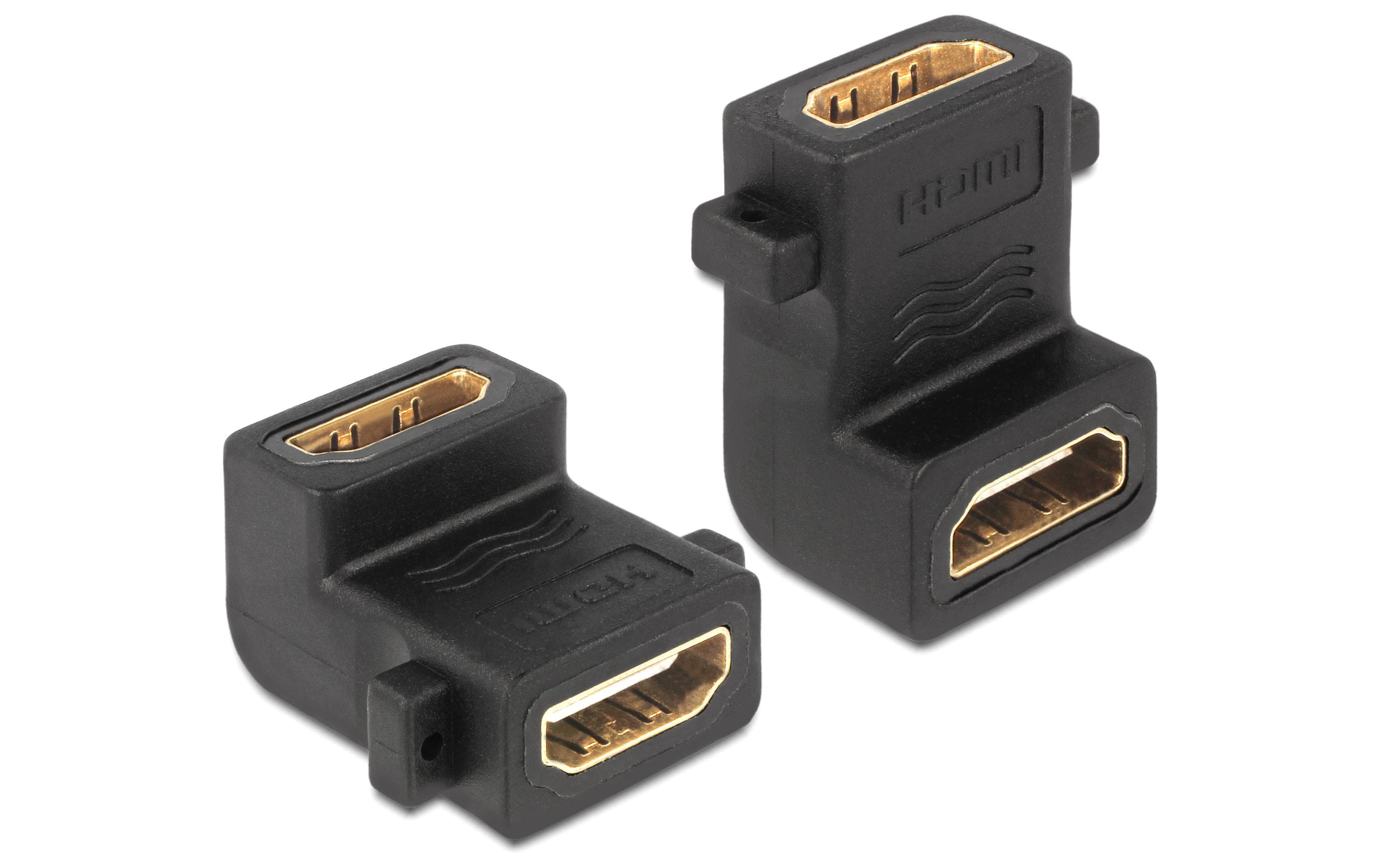 Delock Adapter mit Schraubanschluss 90° gewinkelt HDMI - HDMI