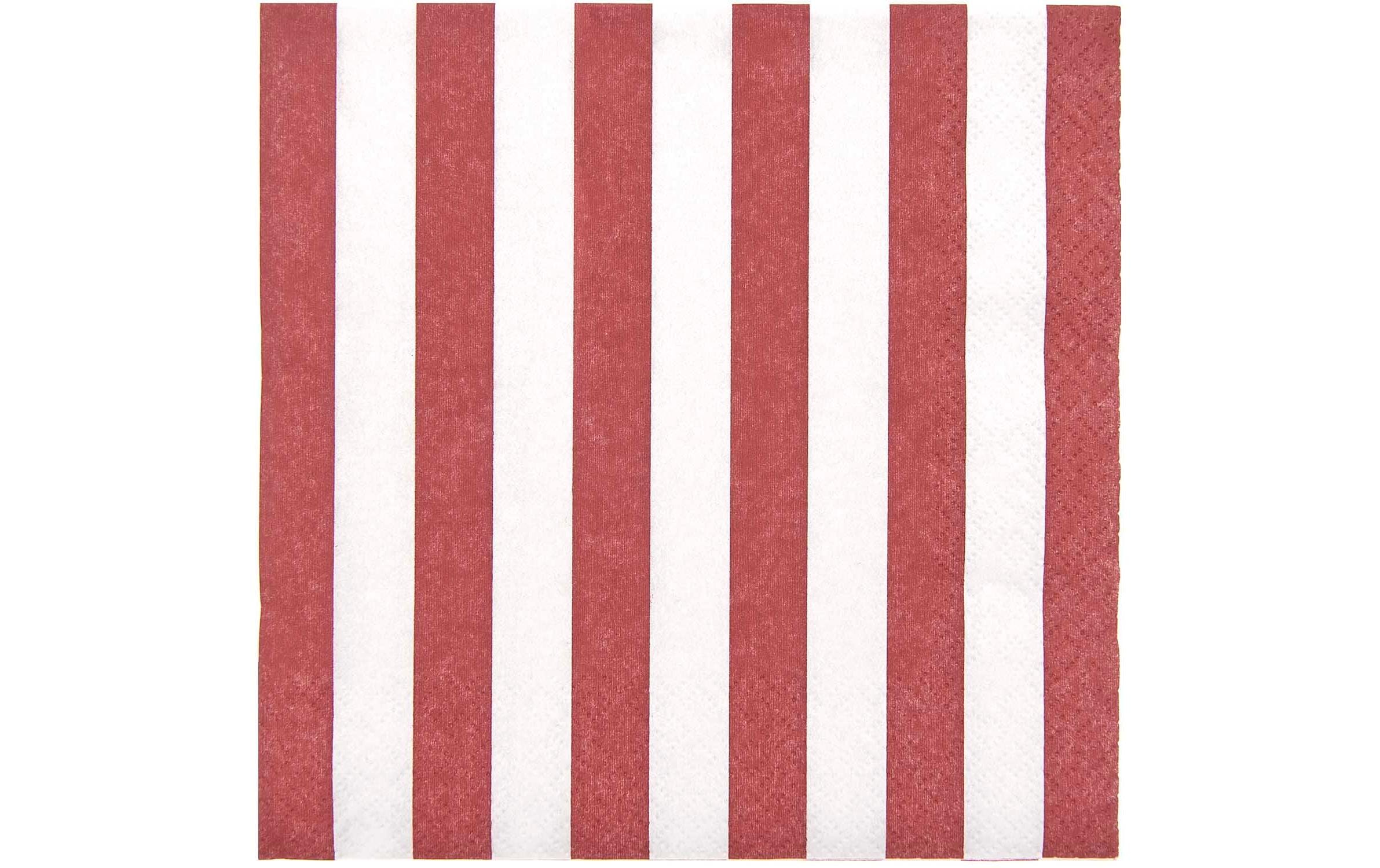 Rico Design Papierservietten Gestreift 33 x 33 cm, 20 Stück, Rot/Weiss