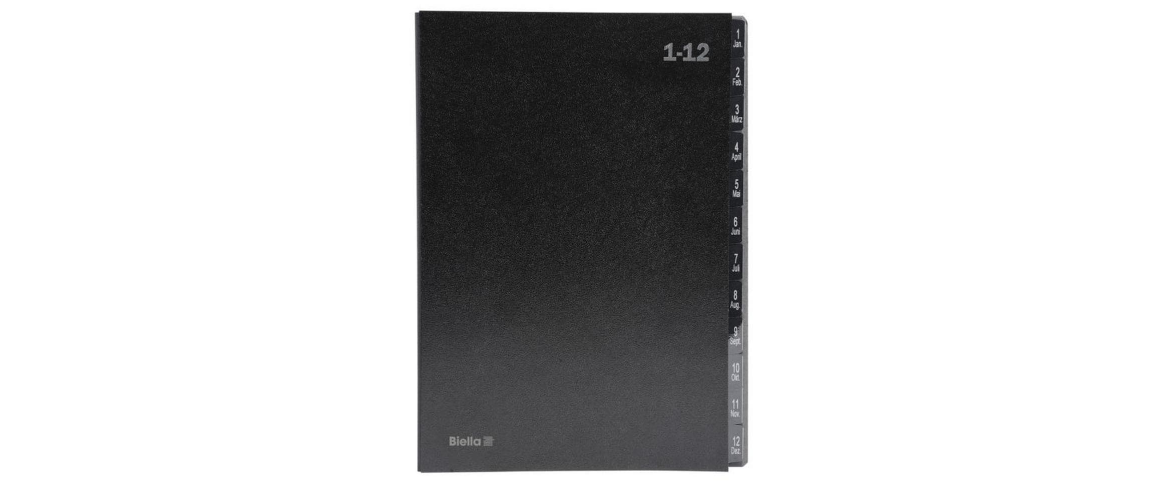 Biella Pultmappe A4 1-12 / Jan-Dez Schwarz