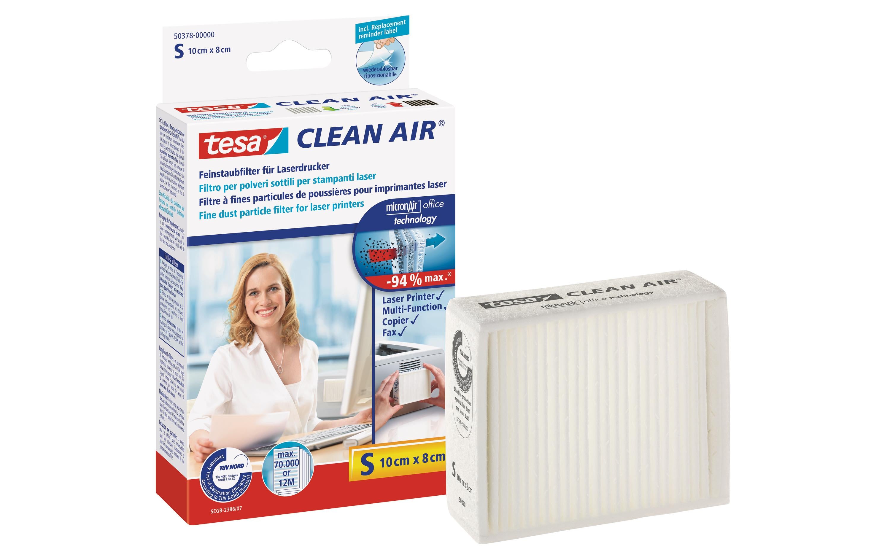 tesa Feinstaubfilter Clean Air S 100x80 mm für Laserdrucker