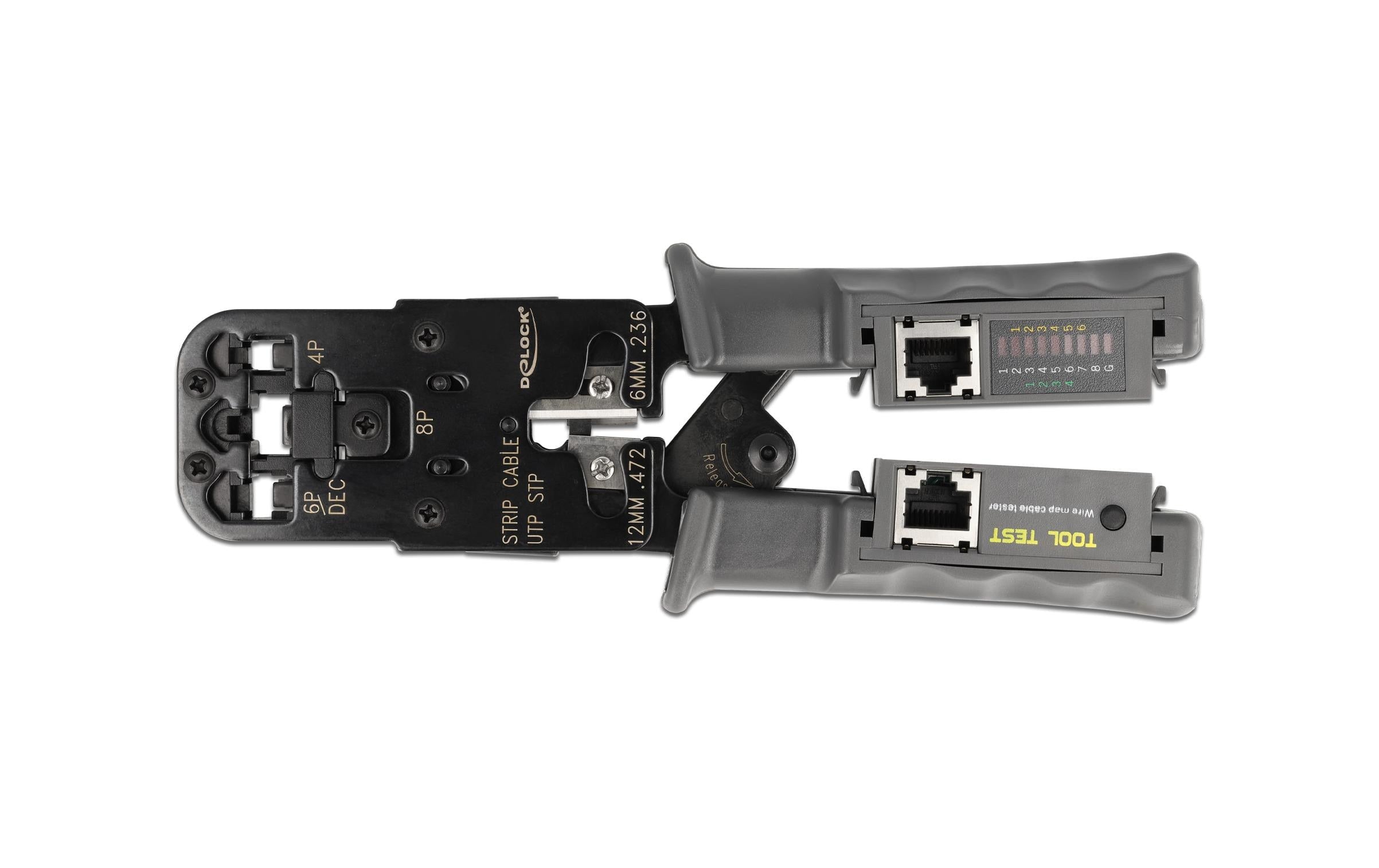 Delock Crimpzange mit Abisolierer und Netzwerktester