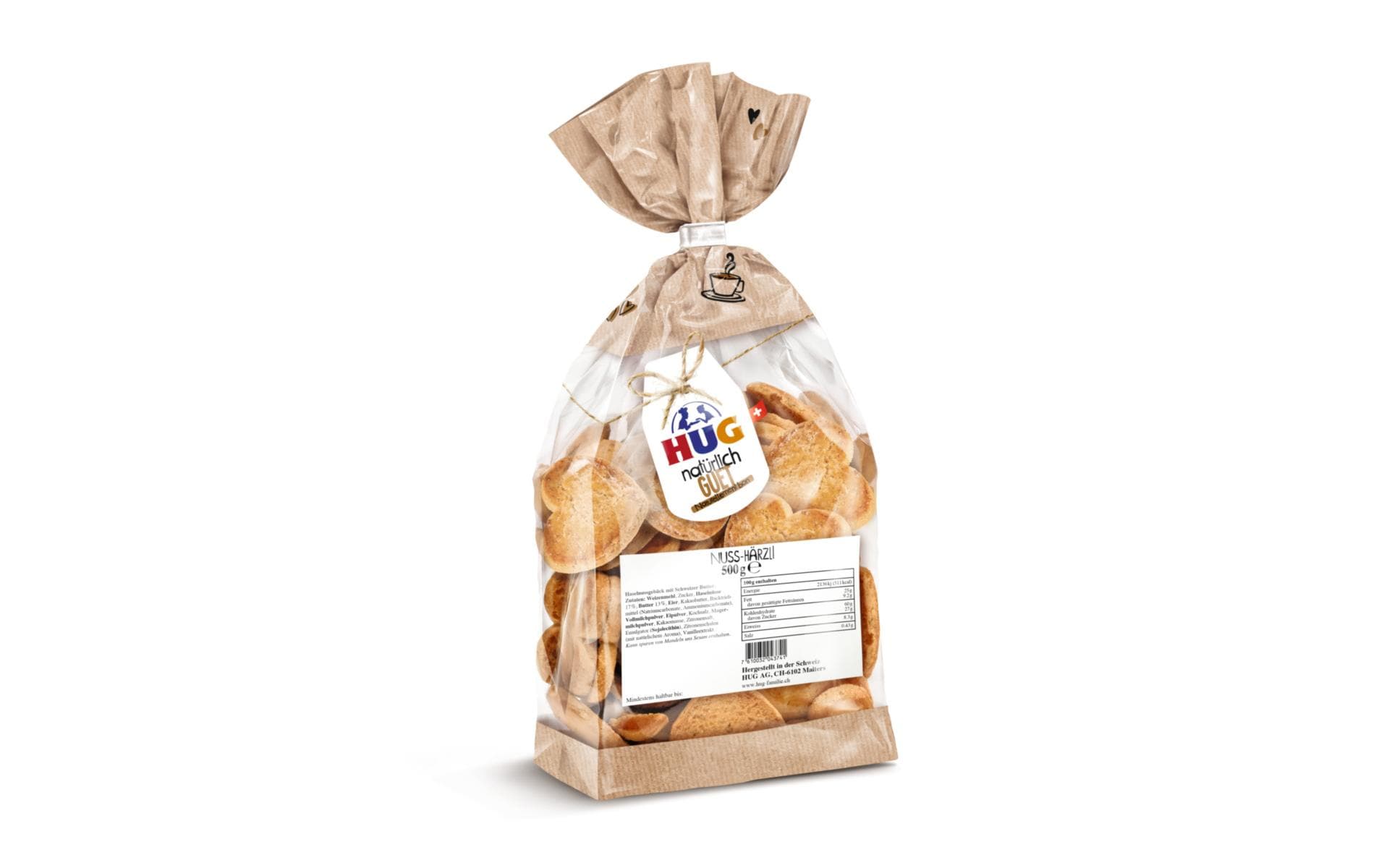 HUG Guetzli Nuss-Härzli 500 g