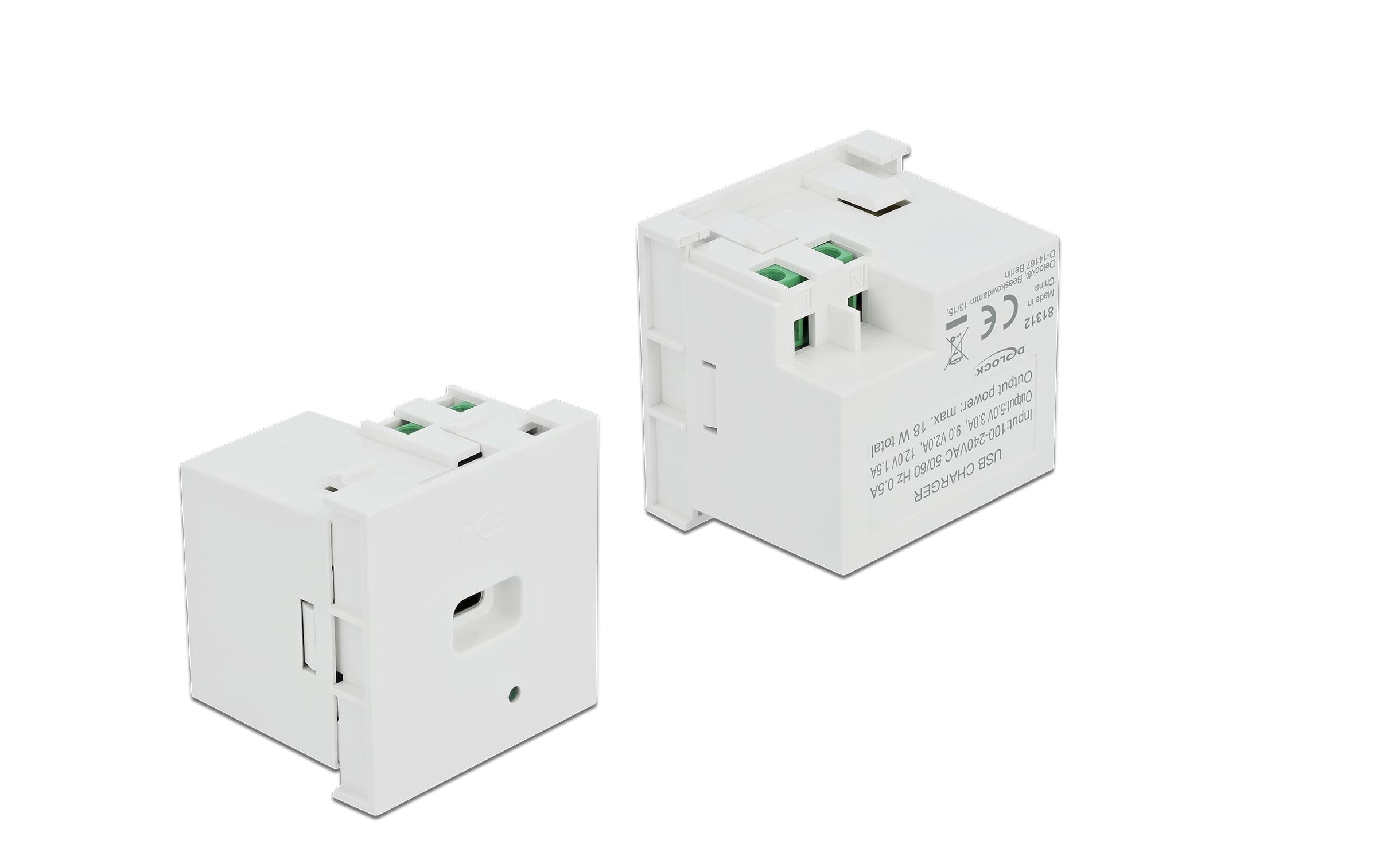 Delock Easy 45 USB Ladeportmodul Terminalblock - USB-C Buchse